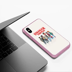 Чехол iPhone XS Max матовый Stranger Things Friends, цвет: 3D-розовый — фото 2
