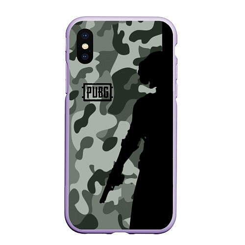 Чехол iPhone XS Max матовый PUBG: Camo Shadow / 3D-Светло-сиреневый – фото 1