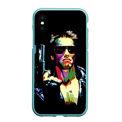 Чехол iPhone XS Max матовый Terminator Art, цвет: 3D-мятный