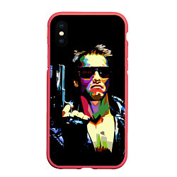 Чехол iPhone XS Max матовый Terminator Art, цвет: 3D-красный