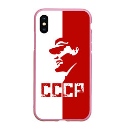 Чехол iPhone XS Max матовый Ленин СССР, цвет: 3D-розовый