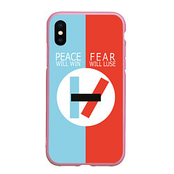 Чехол iPhone XS Max матовый 21 Pilots: Peace & Fear, цвет: 3D-розовый