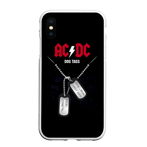 Чехол iPhone XS Max матовый AC/DC: Dog Tags / 3D-Белый – фото 1