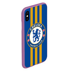 Чехол iPhone XS Max матовый FC Chelsea: Gold Lines, цвет: 3D-фиолетовый — фото 2