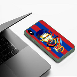 Чехол iPhone XS Max матовый Lionel Messi, цвет: 3D-темно-зеленый — фото 2