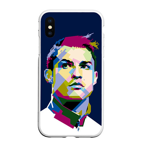 Чехол iPhone XS Max матовый Cristiano Ronaldo Art / 3D-Белый – фото 1