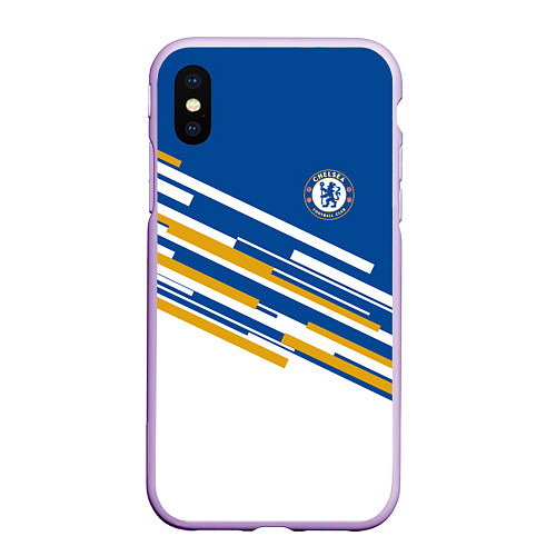 Чехол iPhone XS Max матовый FC Chelsea: Colour Line / 3D-Сиреневый – фото 1