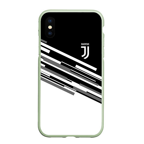 Чехол iPhone XS Max матовый FC Juventus: B&W Line / 3D-Салатовый – фото 1