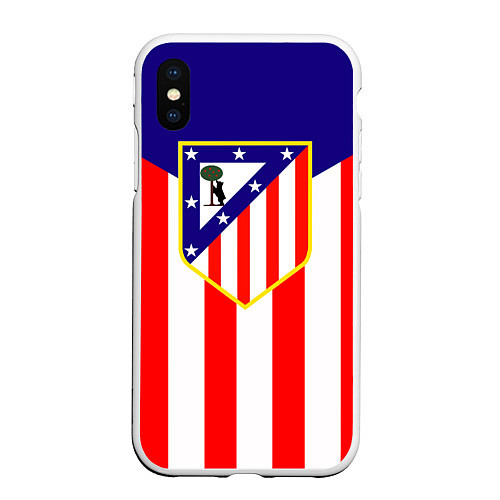Чехол iPhone XS Max матовый FC Atletico Madrid / 3D-Белый – фото 1