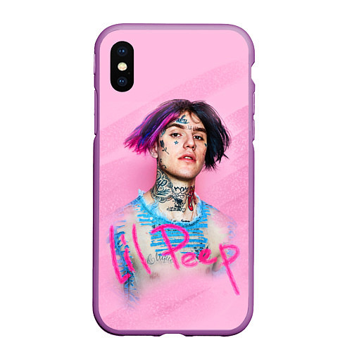 Чехол iPhone XS Max матовый Lil Peep: Pink Style / 3D-Фиолетовый – фото 1