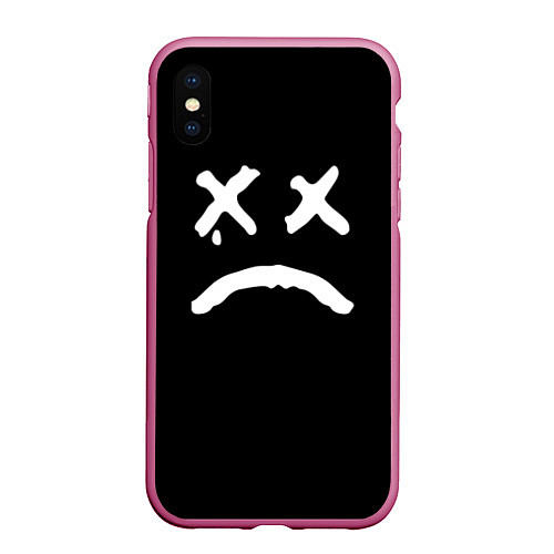 Чехол iPhone XS Max матовый Lil Peep: RIP Smile / 3D-Малиновый – фото 1