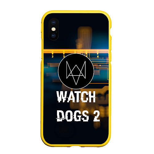 Чехол iPhone XS Max матовый Watch Dogs 2: Tech Scheme / 3D-Желтый – фото 1