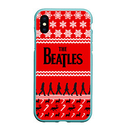 Чехол iPhone XS Max матовый The Beatles: New Year, цвет: 3D-мятный