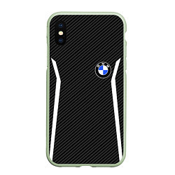 Чехол iPhone XS Max матовый BMW CARBON БМВ КАРБОН, цвет: 3D-салатовый