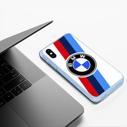 Чехол iPhone XS Max матовый BMW M: White Sport, цвет: 3D-голубой — фото 2