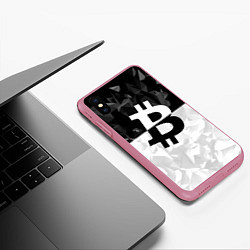 Чехол iPhone XS Max матовый Bitcoin: Poly Style, цвет: 3D-малиновый — фото 2