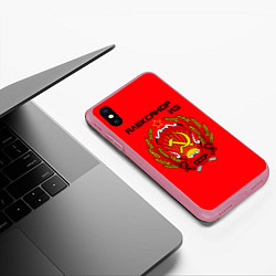 Чехол iPhone XS Max матовый Александр из СССР, цвет: 3D-малиновый — фото 2