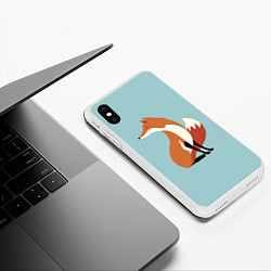 Чехол iPhone XS Max матовый Minimal Fox, цвет: 3D-белый — фото 2