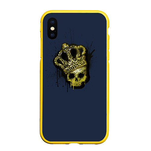 Чехол iPhone XS Max матовый Cs:go - Crown graffiti Корона / 3D-Желтый – фото 1