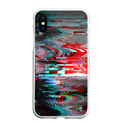 Чехол iPhone XS Max матовый Glitch effect, цвет: 3D-белый