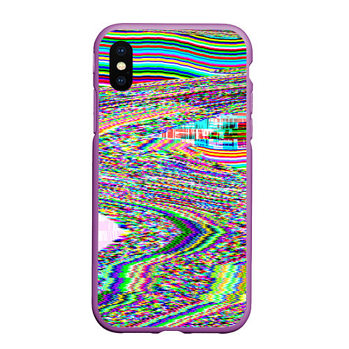 Чехол iPhone XS Max матовый Optical Glitch / 3D-Фиолетовый – фото 1