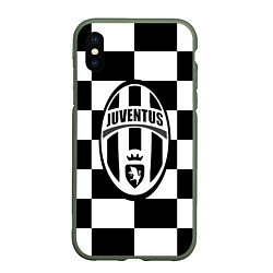 Чехол iPhone XS Max матовый FC Juventus: W&B Grid