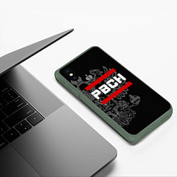 Чехол iPhone XS Max матовый РВСН: герб РФ, цвет: 3D-темно-зеленый — фото 2
