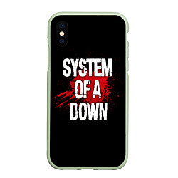 Чехол iPhone XS Max матовый System of a Down Blood, цвет: 3D-салатовый