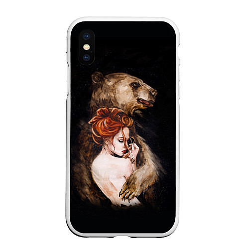 Чехол iPhone XS Max матовый Лесной защитник / 3D-Белый – фото 1