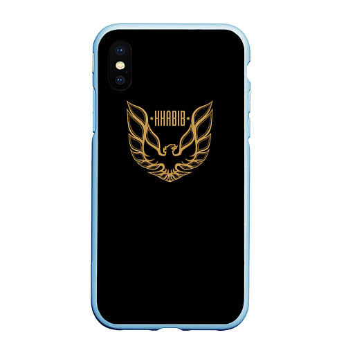 Чехол iPhone XS Max матовый Khabib: Gold Eagle / 3D-Голубой – фото 1