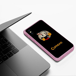 Чехол iPhone XS Max матовый Cuphead: Black Mugman, цвет: 3D-розовый — фото 2