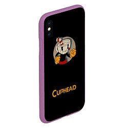 Чехол iPhone XS Max матовый Cuphead: Black Mugman, цвет: 3D-фиолетовый — фото 2