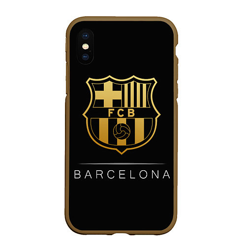 Чехол iPhone XS Max матовый Barcelona Gold Edition / 3D-Коричневый – фото 1