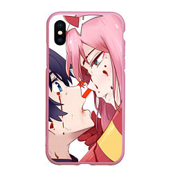 Чехол iPhone XS Max матовый Darling in the FranXX, цвет: 3D-розовый