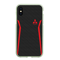 Чехол iPhone XS Max матовый MITSUBISHI SPORT, цвет: 3D-салатовый