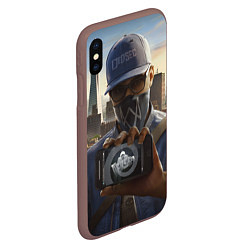 Чехол iPhone XS Max матовый Watch Dogs Man, цвет: 3D-коричневый — фото 2