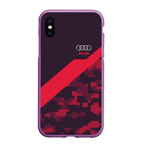 Чехол iPhone XS Max матовый Audi: Red Pixel / 3D-Фиолетовый – фото 1