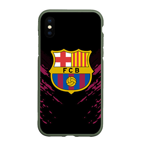 Чехол iPhone XS Max матовый Barcelona FC: Sport Fashion / 3D-Темно-зеленый – фото 1