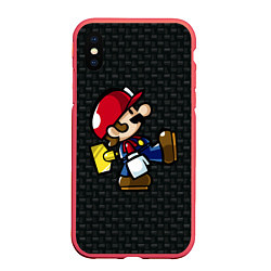 Чехол iPhone XS Max матовый Super Mario: Black Brick, цвет: 3D-красный