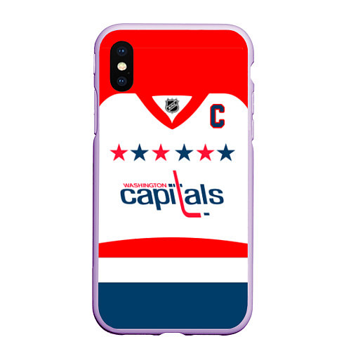 Чехол iPhone XS Max матовый Washington Capitals: Ovechkin White / 3D-Сиреневый – фото 1