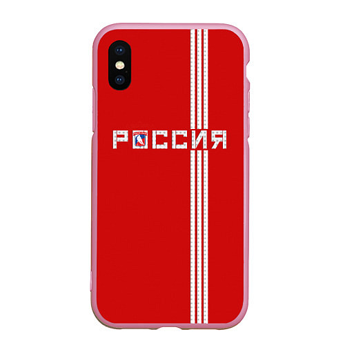 Чехол iPhone XS Max матовый Красная машина Х / 3D-Розовый – фото 1