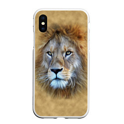 Чехол iPhone XS Max матовый Песчаный лев, цвет: 3D-белый
