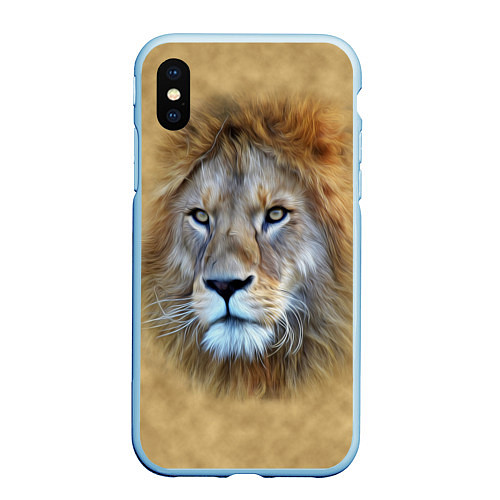 Чехол iPhone XS Max матовый Песчаный лев / 3D-Голубой – фото 1