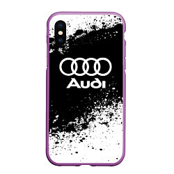 Чехол iPhone XS Max матовый Audi: Black Spray, цвет: 3D-фиолетовый