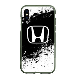 Чехол iPhone XS Max матовый Honda: Black Spray, цвет: 3D-темно-зеленый