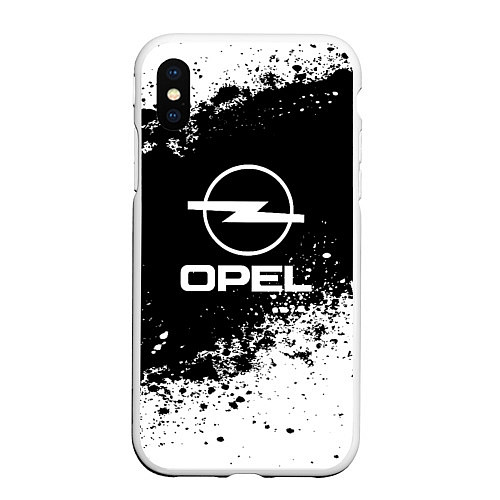 Чехол iPhone XS Max матовый Opel: Black Spray / 3D-Белый – фото 1