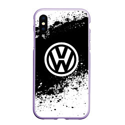 Чехол iPhone XS Max матовый Volkswagen: Black Spray, цвет: 3D-светло-сиреневый