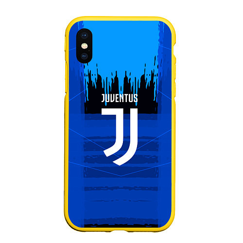 Чехол iPhone XS Max матовый FC Juventus: Blue Abstract / 3D-Желтый – фото 1