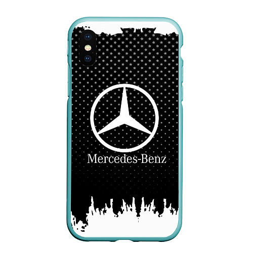 Чехол iPhone XS Max матовый Mercedes-Benz: Black Side / 3D-Мятный – фото 1