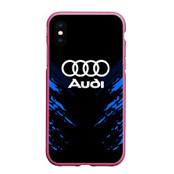 Чехол iPhone XS Max матовый Audi: Blue Anger, цвет: 3D-малиновый